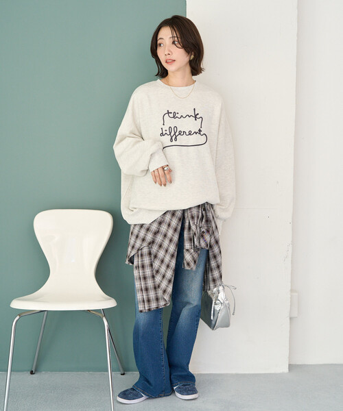 セール】限定展開 裏起毛 コード 刺繍 ロゴ BIGシルエット プル