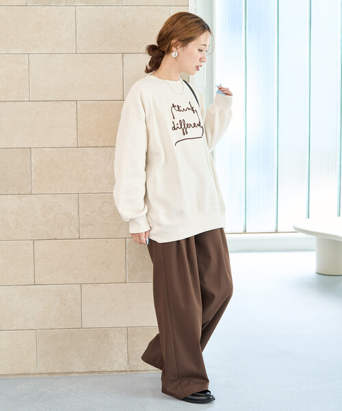 セール】限定展開 裏起毛 コード 刺繍 ロゴ BIGシルエット プル