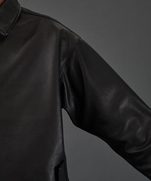 UNITED TOKYO（ユナイテッドトウキョウ）の「WATER BUFFALO フライトレザーブルゾン　水牛革/耐水性/２WAY仕様/本革/冬服/２WAY（ブルゾン・メンズ・ブラック・1/2）」の3枚目の写真