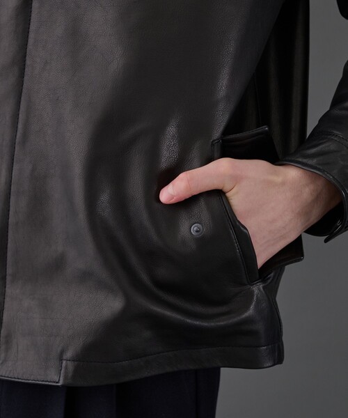 UNITED TOKYO（ユナイテッドトウキョウ）の「WATER BUFFALO フライトレザーブルゾン　水牛革/耐水性/２WAY仕様/本革/冬服/２WAY（ブルゾン・メンズ・ブラック・1/2）」の4枚目の写真