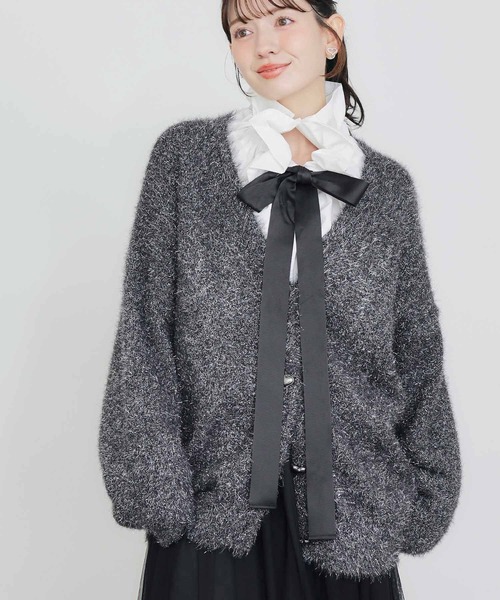 PICCIN（ピッチン）の「ラメシャギーカーディガン（カーディガン/ボレロ・レディース・ブラック/シルバー・M）」の3枚目の写真