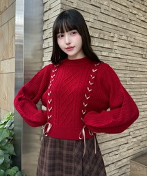 F i.n.t | ダブルレースアップケーブルニットプルオーバー(ニット/セーター)