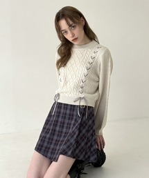 ダブルレースアップケーブルニットプルオーバー/fint フィント