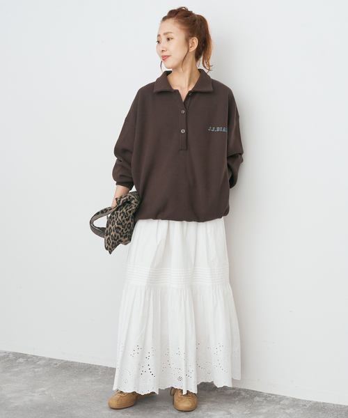 Spick & Span(スピックアンドスパン)の「J.J.Mercer / ジェイジェイマーサー 別注 襟つきニット(ニット/セーター・レディース・ネイビー/ブラウン・FREE)」の3枚目の写真