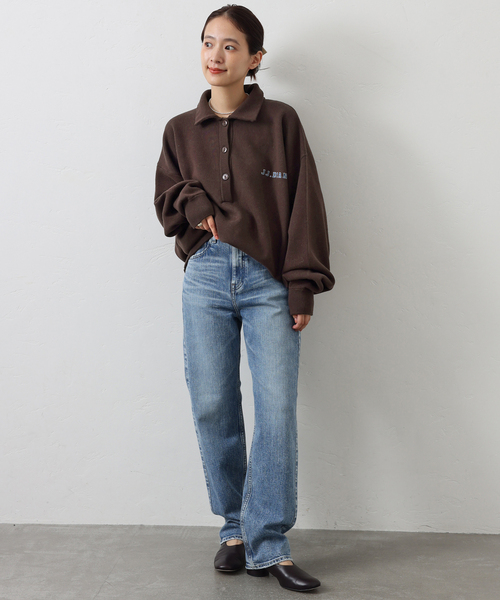 Spick & Span(スピックアンドスパン)の「J.J.Mercer / ジェイジェイマーサー 別注 襟つきニット(ニット/セーター・レディース・ネイビー/ブラウン・FREE)」の4枚目の写真