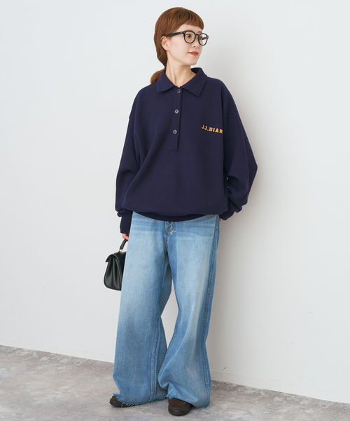 Spick & Span(スピックアンドスパン)の「J.J.Mercer / ジェイジェイマーサー 別注 襟つきニット(ニット/セーター・レディース・ネイビー/ブラウン・FREE)」の5枚目の写真