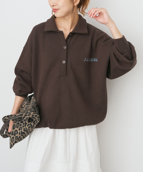 Spick & Span(スピックアンドスパン)の「J.J.Mercer / ジェイジェイマーサー 別注 襟つきニット(ニット/セーター・レディース・ネイビー/ブラウン・FREE)」の6枚目の写真
