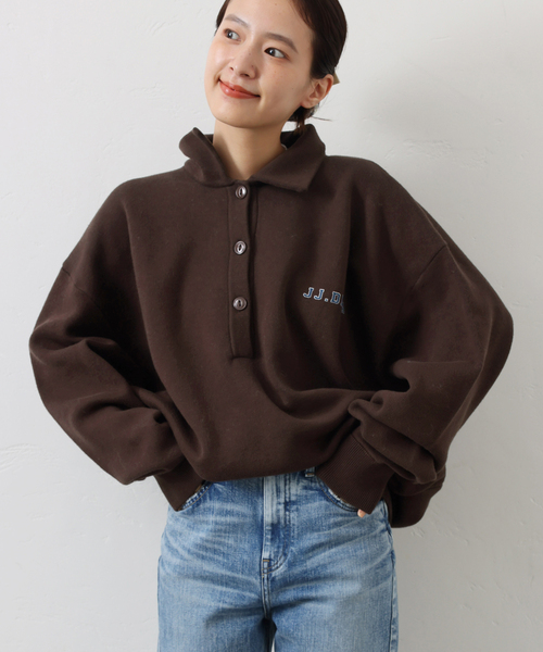 Spick & Span(スピックアンドスパン)の「J.J.Mercer / ジェイジェイマーサー 別注 襟つきニット(ニット/セーター・レディース・ネイビー/ブラウン・FREE)」の12枚目の写真