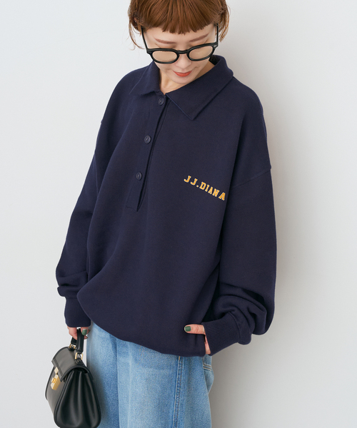Spick & Span(スピックアンドスパン)の「J.J.Mercer / ジェイジェイマーサー 別注 襟つきニット(ニット/セーター・レディース・ネイビー/ブラウン・FREE)」の20枚目の写真