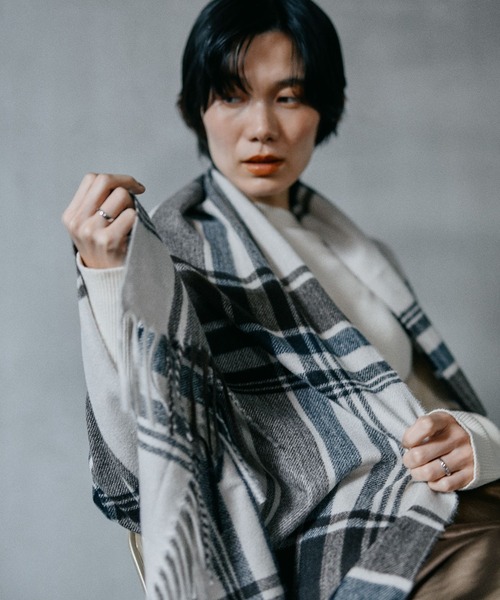 セール】洗えるチェック柄ストール 579832（ストール/ショール