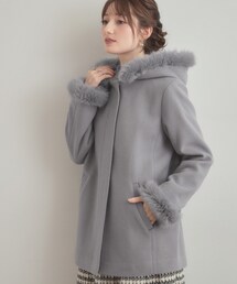 値下げしました❗️ハーフ丈　フード付きウールコート ハーフコート フード」に該当するレディースファッション通販