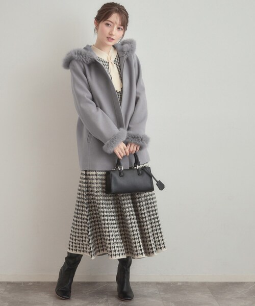 couture brooch（クチュールブローチ）の「【大人可愛い・フード取り外し可能】フードフェイクファー ハーフ丈コート（その他アウター・レディース・ブラウン系/ナチュラル/グレー・38/36/42/40）」の18枚目の写真