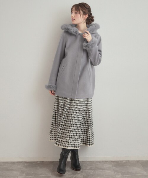 couture brooch（クチュールブローチ）の「【大人可愛い・フード取り外し可能】フードフェイクファー ハーフ丈コート（その他アウター・レディース・ブラウン系/ナチュラル/グレー・38/36/42/40）」の19枚目の写真