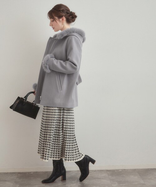 couture brooch（クチュールブローチ）の「【大人可愛い・フード取り外し可能】フードフェイクファー ハーフ丈コート（その他アウター・レディース・ブラウン系/ナチュラル/グレー・38/36/42/40）」の20枚目の写真