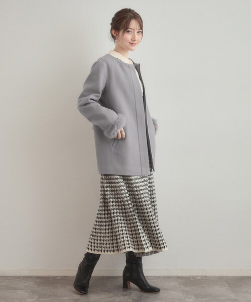 couture brooch（クチュールブローチ）の「【大人可愛い・フード取り外し可能】フードフェイクファー ハーフ丈コート（その他アウター・レディース・ブラウン系/ナチュラル/グレー・38/36/42/40）」の21枚目の写真