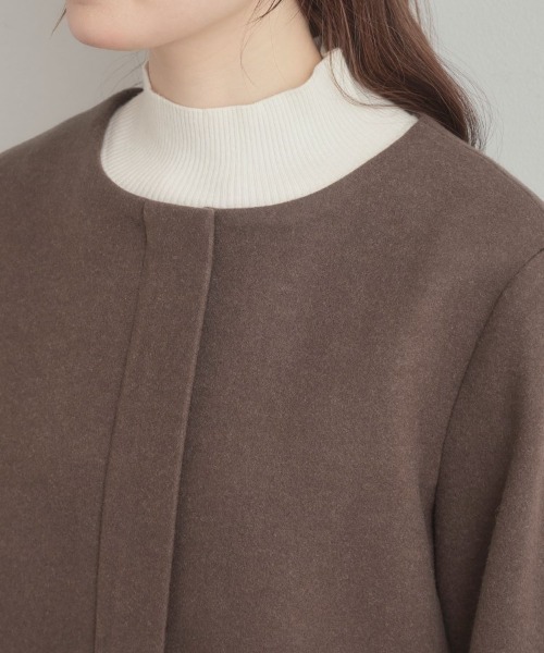 couture brooch（クチュールブローチ）の「【大人可愛い・フード取り外し可能】フードフェイクファー ハーフ丈コート（その他アウター・レディース・ブラウン系/ナチュラル/グレー・38/36/42/40）」の5枚目の写真