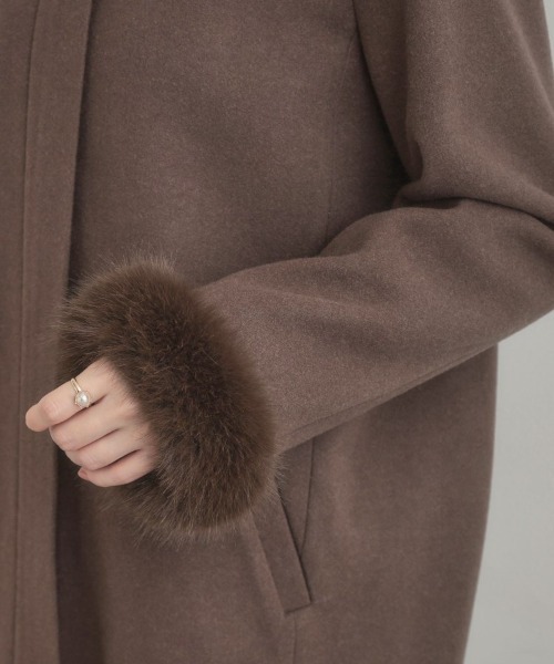 大人可愛い・フード取り外し可能】フードフェイクファー ハーフ丈