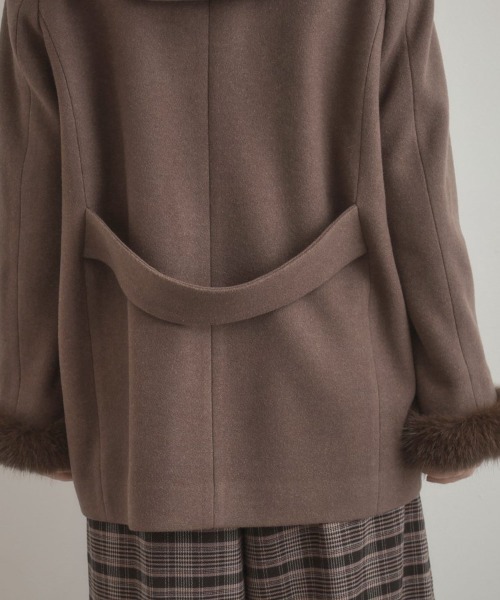 大人可愛い・フード取り外し可能】フードフェイクファー ハーフ丈