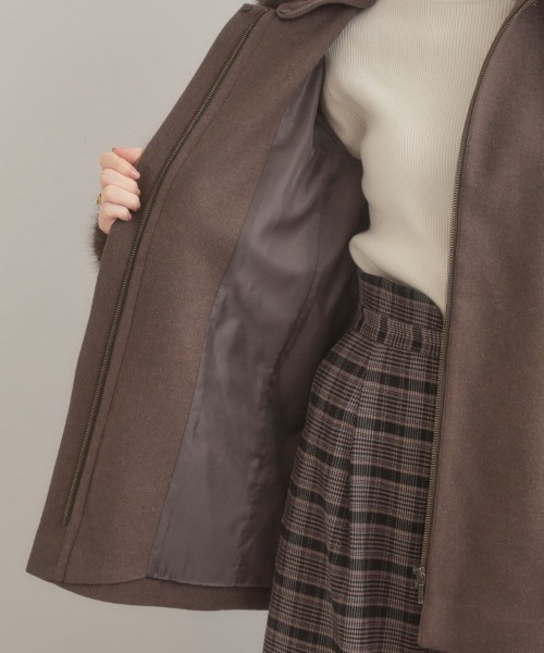 couture brooch（クチュールブローチ）の「【大人可愛い・フード取り外し可能】フードフェイクファー ハーフ丈コート（その他アウター・レディース・ブラウン系/ナチュラル/グレー・38/36/42/40）」の10枚目の写真