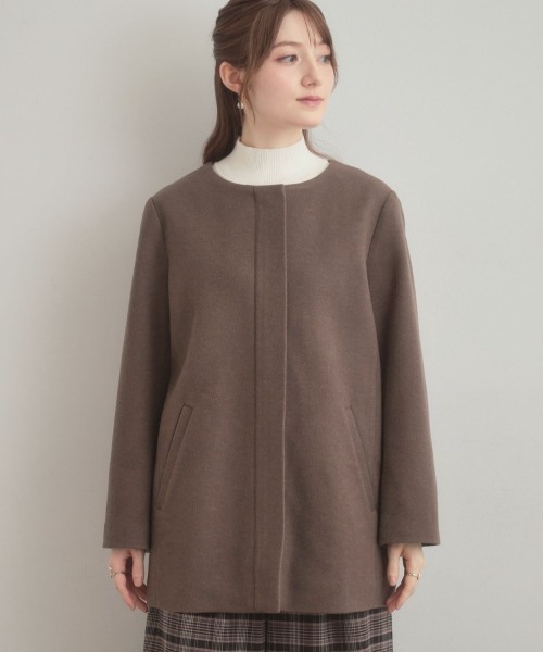 couture brooch（クチュールブローチ）の「【大人可愛い・フード取り外し可能】フードフェイクファー ハーフ丈コート（その他アウター・レディース・ブラウン系/ナチュラル/グレー・38/36/42/40）」の13枚目の写真