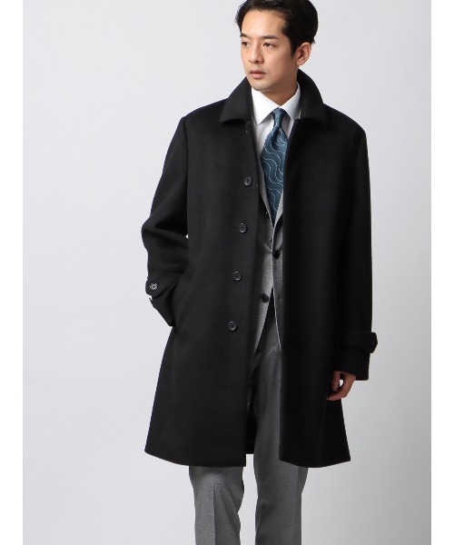 SUIT SQUARE(スーツスクエア)の「スマみえステンカラーコート ストレッチ ウールライクビーバー(ステンカラーコート・メンズ・ネイビー/ブラック・M/L/S/3L/LL)」の2枚目の写真