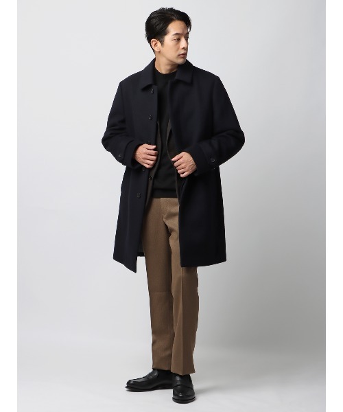 SUIT SQUARE(スーツスクエア)の「スマみえステンカラーコート ストレッチ ウールライクビーバー(ステンカラーコート・メンズ・ネイビー/ブラック・M/L/S/3L/LL)」の4枚目の写真