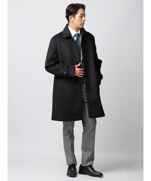 SUIT SQUARE(スーツスクエア)の「スマみえステンカラーコート ストレッチ ウールライクビーバー(ステンカラーコート・メンズ・ネイビー/ブラック・M/L/S/3L/LL)」の12枚目の写真