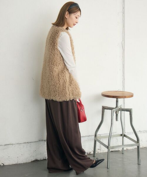 RETRO GIRL(レトロガール)の「ボアベスト(ベスト・レディース・ベージュ/チャコールグレー/ナチュラル・FREE)」の7枚目の写真