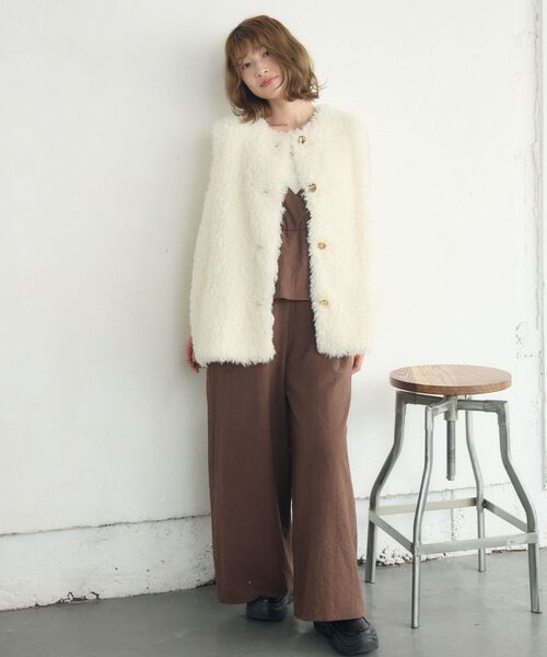 RETRO GIRL(レトロガール)の「ボアベスト(ベスト・レディース・ベージュ/チャコールグレー/ナチュラル・FREE)」の14枚目の写真