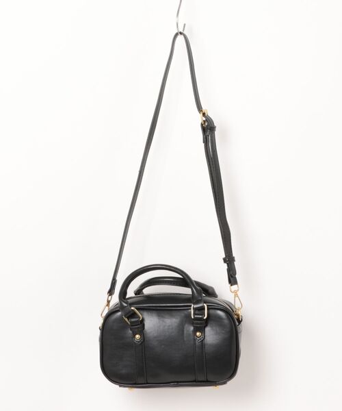 florist（フローリスト）の「2WAY レザータッチレトロミニボストンバッグ/ショルダーバッグ（ボストンバッグ・レディース・ブラック/モカ・FREE）」の11枚目の写真