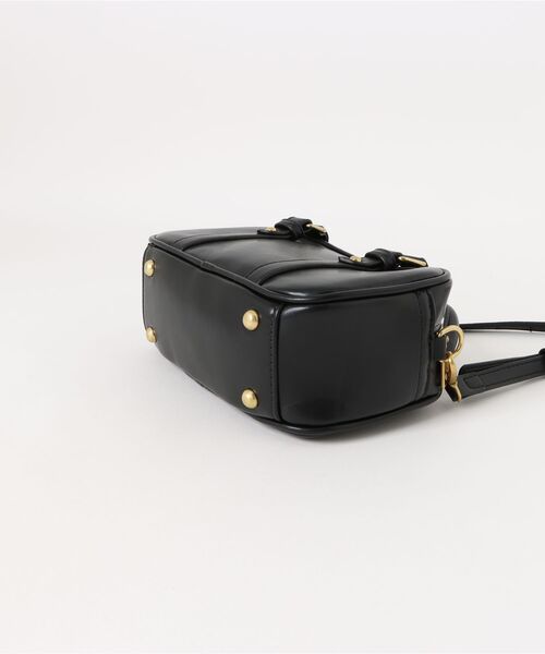 florist（フローリスト）の「2WAY レザータッチレトロミニボストンバッグ/ショルダーバッグ（ボストンバッグ・レディース・ブラック/モカ・FREE）」の12枚目の写真