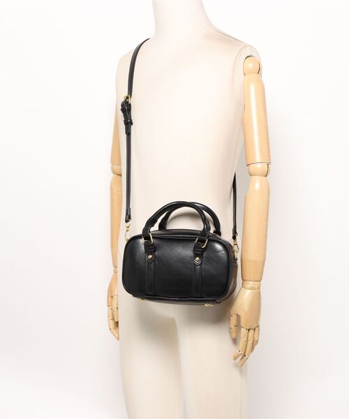 florist（フローリスト）の「2WAY レザータッチレトロミニボストンバッグ/ショルダーバッグ（ボストンバッグ・レディース・ブラック/モカ・FREE）」の15枚目の写真