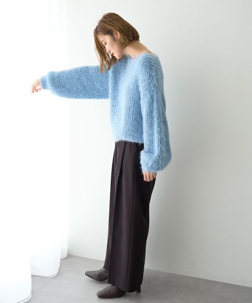 YECCA VECCA(イェッカヴェッカ)の「ラメシャギーボートネックニット(ニット/セーター・レディース・ライトベージュ/ピンク/ブルー・FREE)」の22枚目の写真