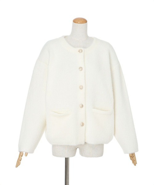 F i.n.t（フィント）の「ゴールド釦コクーンシャギーニットカーディガン（カーディガン/ボレロ・レディース・オフホワイト/ライトグレー/ミント・FREE）」の18枚目の写真