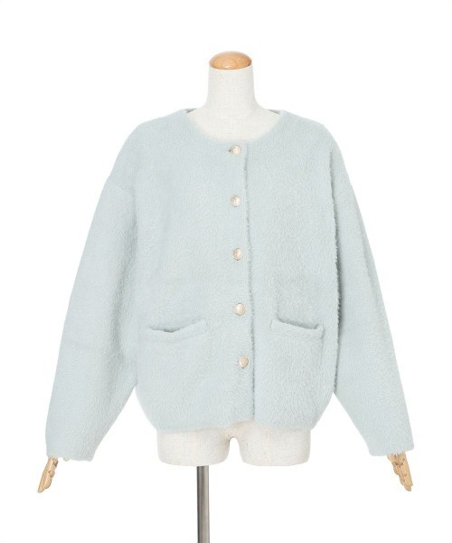F i.n.t（フィント）の「ゴールド釦コクーンシャギーニットカーディガン（カーディガン/ボレロ・レディース・オフホワイト/ライトグレー/ミント・FREE）」の19枚目の写真