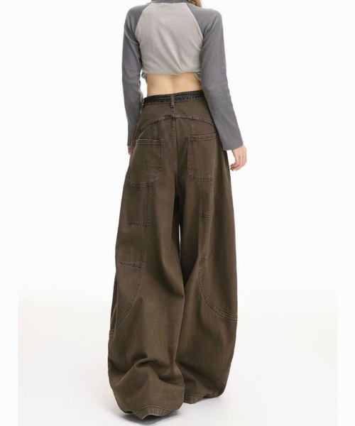 FreeZone(フリーゾーン)の「バルーンワイド カーゴデザインパンツ(カーゴパンツ・メンズ・ブラウン・S/M/L)」の12枚目の写真