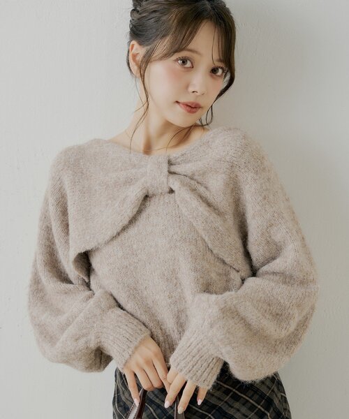 シャギーリボンデザインニット（ニット/セーター）｜Chico（チコ）の