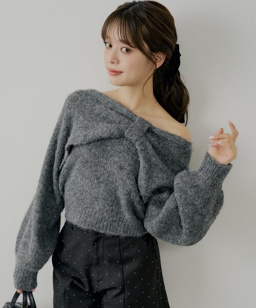 シャギーリボンデザインニット（ニット/セーター）｜Chico（チコ）の