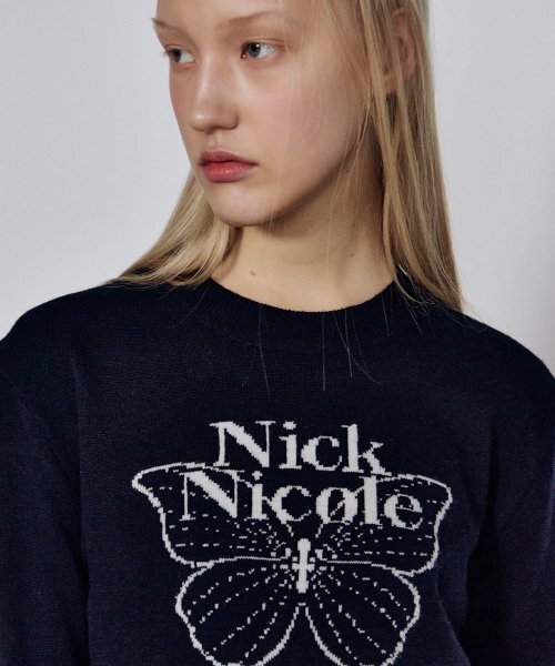 NICK&NICOLE(ニックアンドニコール)の「CASHMERE BUTTERFLY SIGNATURE CROP KNIT_NAVY(ニット/セーター・レディース・その他・FREE)」の2枚目の写真