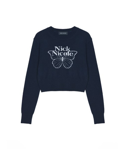 NICK&NICOLE(ニックアンドニコール)の「CASHMERE BUTTERFLY SIGNATURE CROP KNIT_NAVY(ニット/セーター・レディース・その他・FREE)」の5枚目の写真