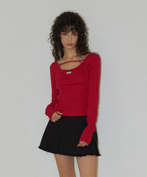 RENSE（レンセ）の「Back Point Boat Neck Sleeve Red（Tシャツ/カットソー）」