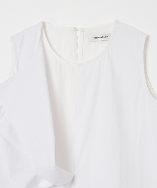 MILLO WOMEN（ミロウーマン）の「ダブルレイヤースリーブレスシャツ[ホワイト]（シャツ/ブラウス・レディース・その他・SMALL/MEDIUM）」の4枚目の写真