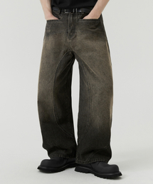 TRILLION（トリリオン）の「INCISION WASHING DENIM PANTS YELLOW BLACK（デニムパンツ）」