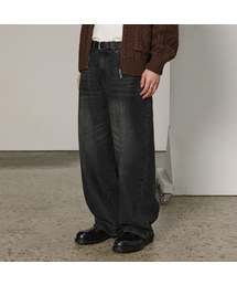 VTWO（ブイツー）の「ヴィンテージウォッシュワイドデニムパンツ (ブラック)（デニムパンツ）」