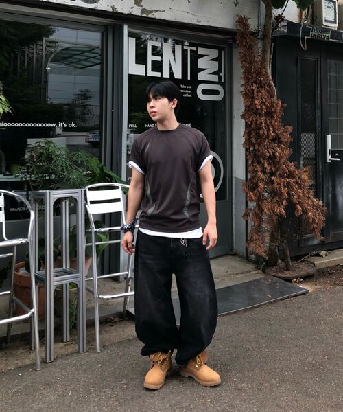 ダブル カーゴ ジャンボ スウェット パンツ ウォッシュド ブラック SNOW WASH FRINGE DOUBLE KNEE SWEAT PANTS/スノーウォッシュフリンジ