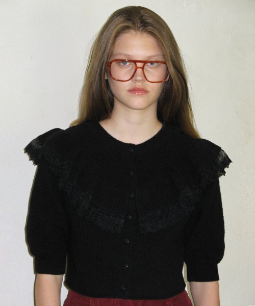 SINOON(シヌーン)の「RUFFLE PUFF CARDIGAN (BLACK)(カーディガン/ボレロ・レディース・その他・FREE)」の1枚目の写真