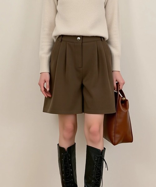 cammie(キャミー)の「タック入りハーフパンツ(その他パンツ・レディース・ブラック/ブラウン・M/L)」の7枚目の写真