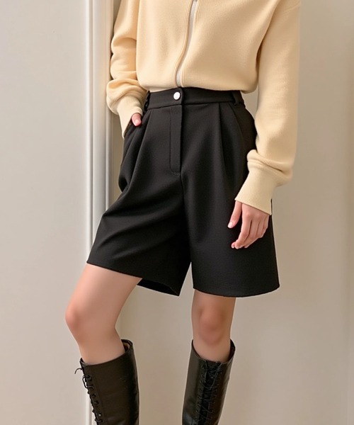 cammie(キャミー)の「タック入りハーフパンツ(その他パンツ・レディース・ブラック/ブラウン・M/L)」の9枚目の写真