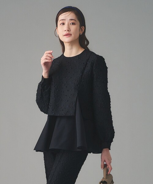 UNITED ARROWS（ユナイテッドアローズ）の「フラワー カットジャガード コンビブラウス（シャツ/ブラウス・レディース・ネイビー・FREE）」の2枚目の写真