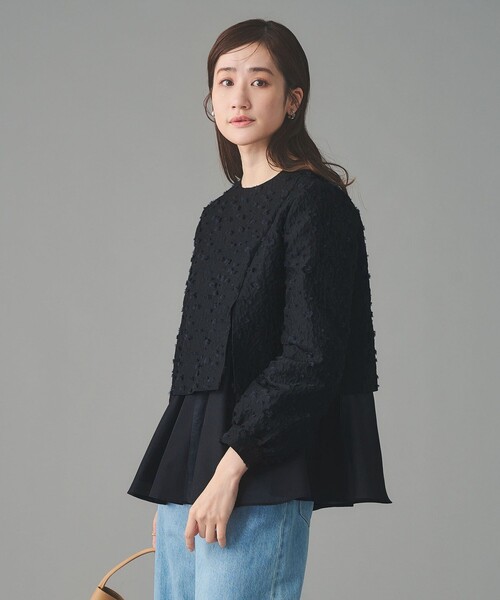 UNITED ARROWS（ユナイテッドアローズ）の「フラワー カットジャガード コンビブラウス（シャツ/ブラウス・レディース・ネイビー・FREE）」の8枚目の写真